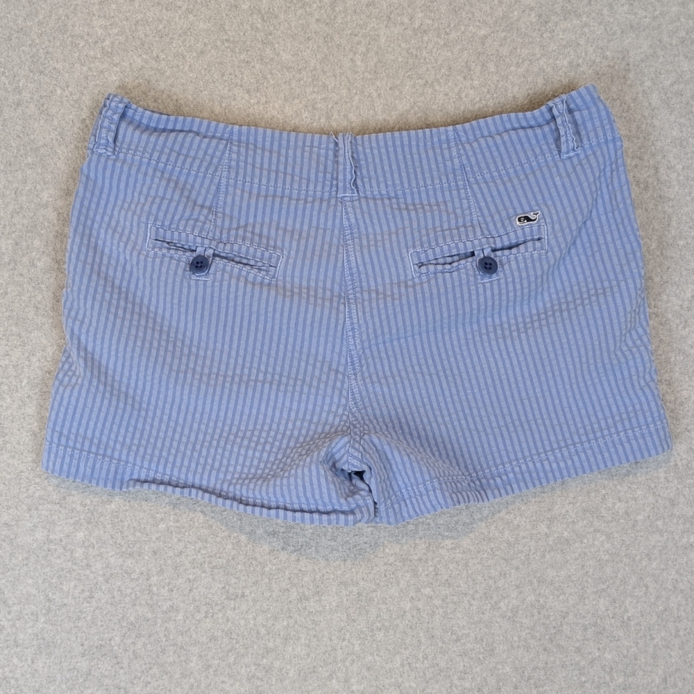 Vineyard Vines Seersucker Shorts Women's 10 Blue 3.5" Stripe Every Day Stretch - Picture 2 of 9